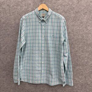 J.Crew Men's Button Down Preppy Shirt Old Money, 100% Cotton, Blue Checker, XL